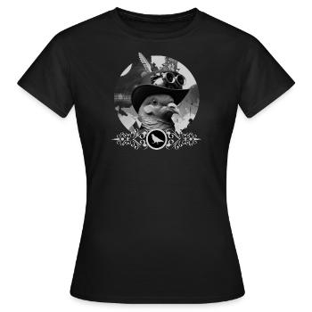 "Sterling" die Agenten Stadttaube - Frauen T-Shirt - Schwarz - Vorne - AI Model Female 172 dark (172cm)