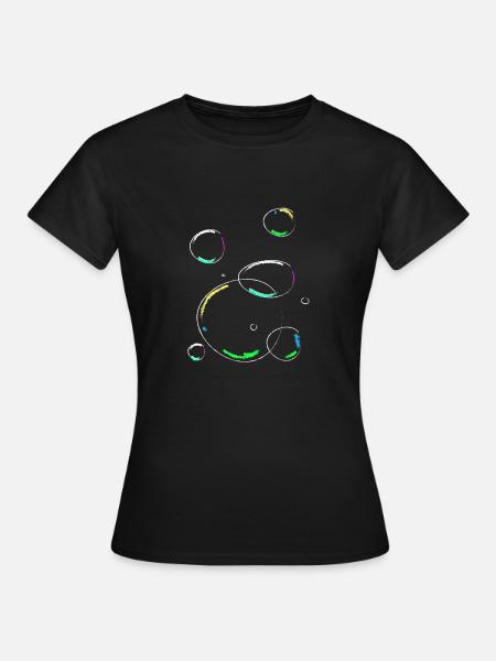 Seifenblasen Seife bunte Kreise - Frauen T-Shirt - Schwarz
