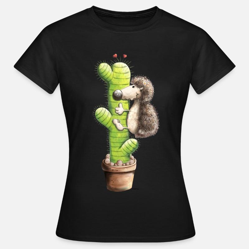 Hérisson et cactus - T-shirt Femme - noir