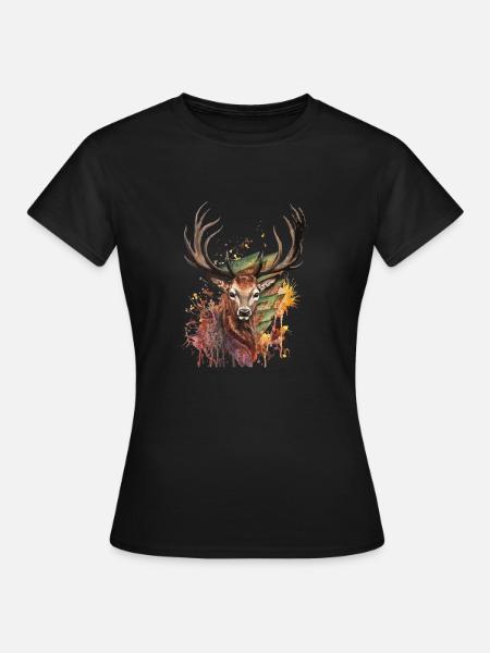 Hirsch Designe - Frauen T-Shirt - Schwarz