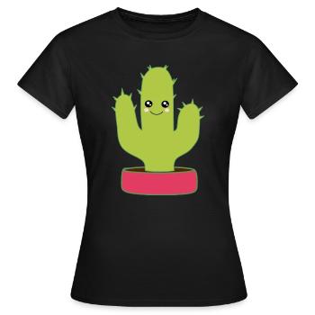 Kawaii Cactus Kawaii Chibi Kawaii Manga - T-shirt Femme - noir - Devant - AI Model Female 172 dark (172cm)