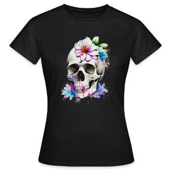 Crâne avec lys - T-shirt Femme - noir - Devant - AI Model Female 172 dark (172cm)