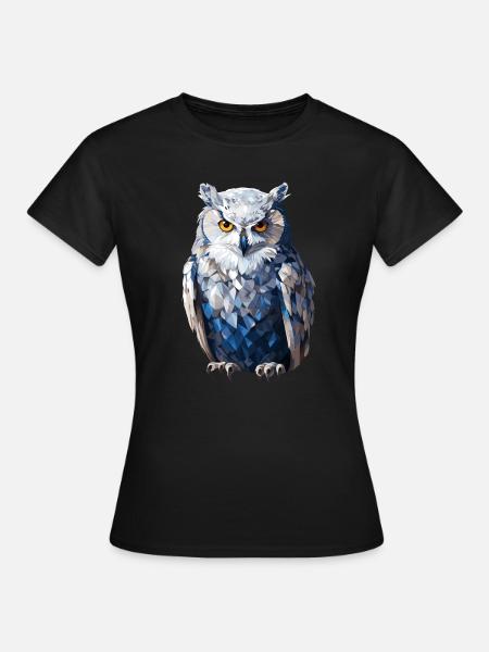 Schnee - Eule im Polygon Stil - Frauen T-Shirt - Schwarz
