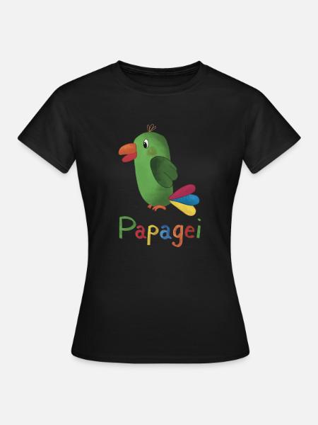 Papagei – Buntes Tiermotiv 🦜🌈 - Frauen T-Shirt - Schwarz