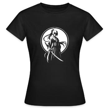 Mädchen Frau Katana Manga, japanischer Stil - Frauen T-Shirt - Schwarz - Vorne - AI Model Female 172 dark (172cm)