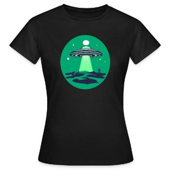UFO-Besucher - Frauen T-Shirt - Schwarz - Vorne - AI Model Female 172 dark (172cm)