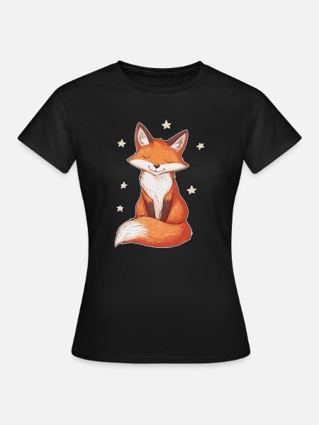 Fuchs und Sterne - Frauen T-Shirt - Schwarz