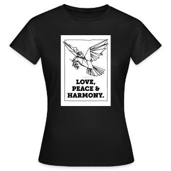 Love, Peace and Harmony - Women's T-Shirt - black - Front - AI Model Female 172 dark (172cm)