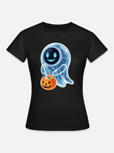 Roboter Geist mit Kürbiseimer - Frauen T-Shirt - Schwarz