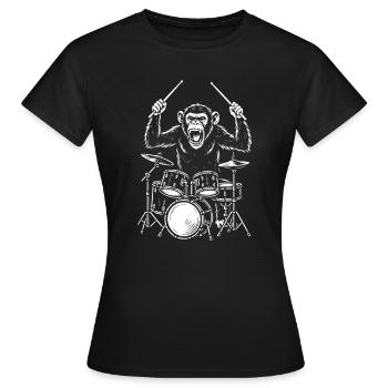 Drumming Chimp Band - Women's T-Shirt - black - Front - AI Model Female 172 dark (172cm)