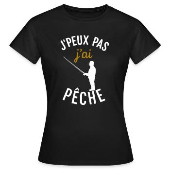 J'ai Pêche: Fischerausrede - Frauen T-Shirt - Schwarz - Vorne - AI Model Female 172 dark (172cm)