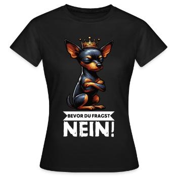 Avant de demander à Miniature Pinscher Pinscher Pinscher Fan - T-shirt Femme - noir - Devant - AI Model Female 172 dark (172cm)
