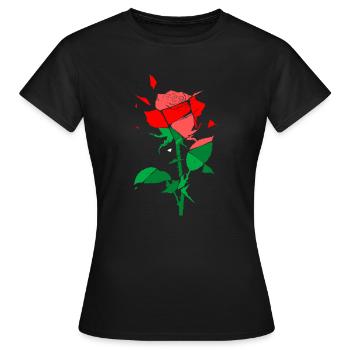 Contrast Rose: Red-Green PopArt Rose - Women's T-Shirt - black - Front - AI Model Female 172 dark (172cm)