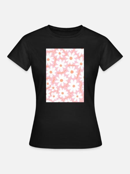 Rosa Gänseblümchen - Frauen T-Shirt - Schwarz