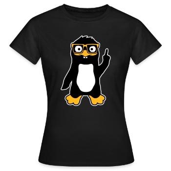Penguin Geek Lunettes Index Lus Arrogant - T-shirt Femme - noir - Devant - AI Model Female 172 dark (172cm)