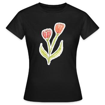 Wasserfarbene Tulpe - Frauen T-Shirt - Schwarz - Vorne - AI Model Female 172 dark (172cm)