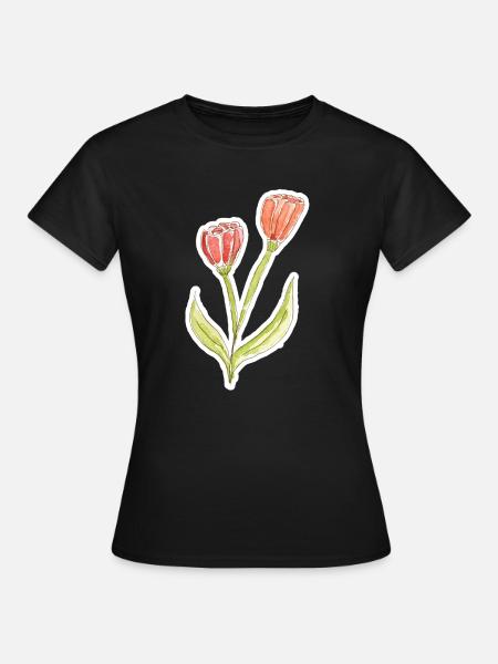 Wasserfarbene Tulpe - Frauen T-Shirt - Schwarz