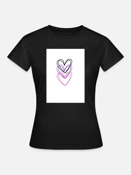 Drei ineinander verschlungene Herzen - Frauen T-Shirt - Schwarz