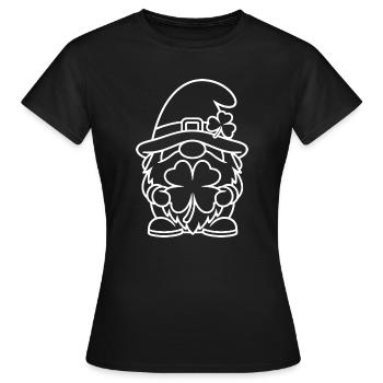 Nain mignon au trèfle porte-bonheur - T-shirt Femme - noir - Devant - AI Model Female 172 dark (172cm)