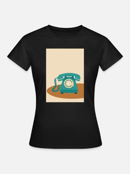Retro Wählscheibentelefon in Türkis - Frauen T-Shirt - Schwarz