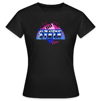 Synthwave - T-shirt Femme - noir - Devant - AI Model Female 172 dark (172cm)