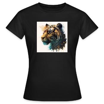 Tigre Glamour sauvage - T-shirt Femme - noir - Devant - AI Model Female 172 dark (172cm)