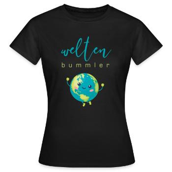 Weltenbummler - Frauen T-Shirt - Schwarz - Vorne - AI Model Female 172 dark (172cm)