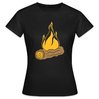 branche bois forêt tronc d'arbre gravure sur bois forêt feu son - T-shirt Femme - noir - Devant - AI Model Female 172 dark (172cm)