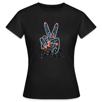 Signes de la main de paix - T-shirt Femme - noir - Devant - AI Model Female 172 dark (172cm)
