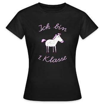 Einschulung_EInhorn_Ich am 1st grade - Women's T-Shirt - black - Front - AI Model Female 172 dark (172cm)