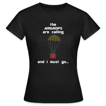 Airdrop PUBG Fallschirm Gamer Battle Royale Zocken - Frauen T-Shirt - Schwarz - Vorne - AI Model Female 172 dark (172cm)