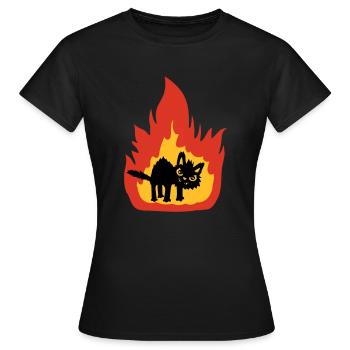 Brennende heiße Katze - Frauen T-Shirt - Schwarz - Vorne - AI Model Female 172 dark (172cm)