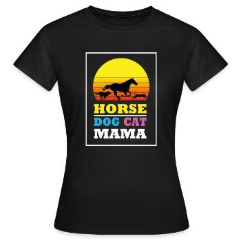 Cheval Chat Chiens Maman - T-shirt Femme - noir - Devant - AI Model Female 172 dark (172cm)