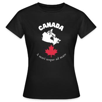 CANADA avec carte et devise - T-shirt Femme - noir - Devant - AI Model Female 172 dark (172cm)