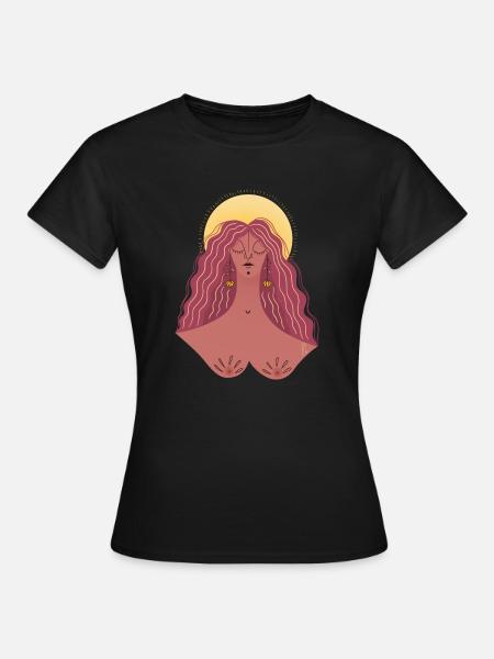 Zufriedene Frau - Frauen T-Shirt - Schwarz