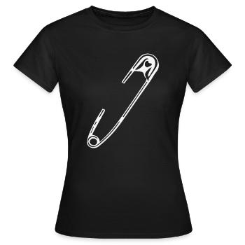 Épingle de sûreté, illusion d’optique - T-shirt Femme - noir - Devant - AI Model Female 172 dark (172cm)