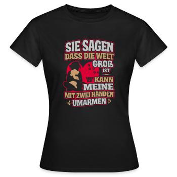 WORLD IS BIG DESIGN 01 2 strokes GER - Frauen T-Shirt - Schwarz - Vorne - AI Model Female 172 dark (172cm)