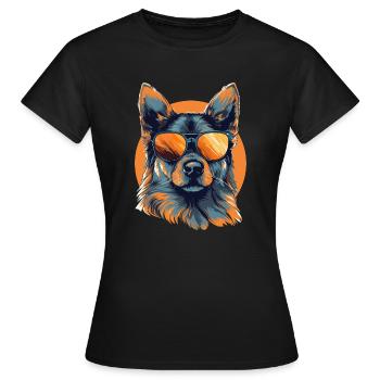 Loup avec lunettes de soleil - T-shirt Femme - noir - Devant - AI Model Female 172 dark (172cm)