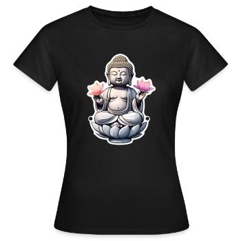 bébé Bouddha - meditation yoga relaxation - T-shirt Femme - noir - Devant - AI Model Female 172 dark (172cm)
