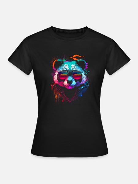 Panda hipster - T-shirt Femme - noir