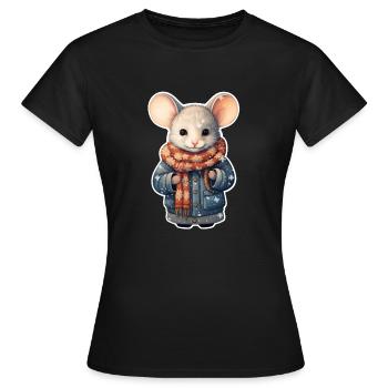 Süße Wintermaus - Frauen T-Shirt - Schwarz - Vorne - AI Model Female 172 dark (172cm)