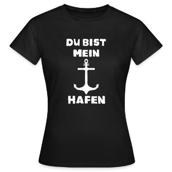 Du bist mein Hafen - Frauen T-Shirt - Schwarz - Vorne - AI Model Female 172 dark (172cm)