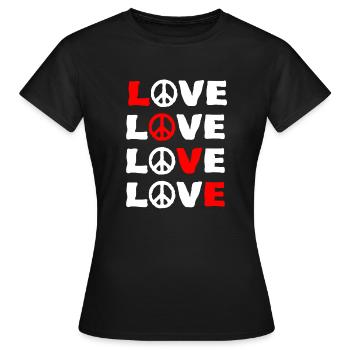 Liebe Liebe Liebe Liebe Frieden - Frauen T-Shirt - Schwarz - Vorne - AI Model Female 172 dark (172cm)