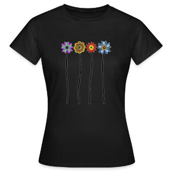 70s T paidat Limited Edition 69 Flower Power - Naisten t-paita - musta - Edestä - AI Model Female 172 dark (172cm)