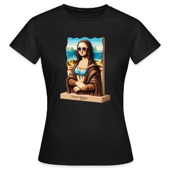 Mona Lisa im Urlaub - Frauen T-Shirt - Schwarz - Vorne - AI Model Female 172 dark (172cm)