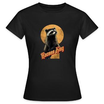 Eleganter Waschbär vor goldener Mondsichel - Frauen T-Shirt - Schwarz - Vorne - AI Model Female 172 dark (172cm)