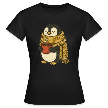 Ambiance chaleureuse de pingouin - T-shirt Femme - noir - Devant - AI Model Female 172 dark (172cm)