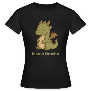 Mama Drache – Shirt für stolze Mütter - Frauen T-Shirt - Schwarz - Vorne - AI Model Female 172 dark (172cm)