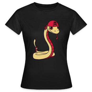 schlange pirat seeraeuber kapitaen matrose seebaer - Frauen T-Shirt - Schwarz - Vorne - AI Model Female 172 dark (172cm)