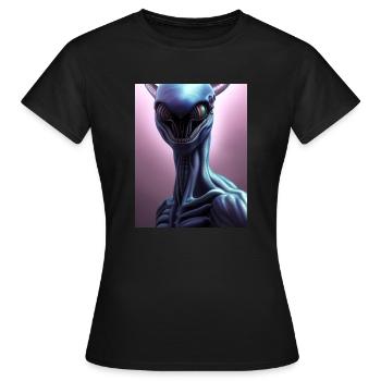 Gruseliges Alien - Frauen T-Shirt - Schwarz - Vorne - AI Model Female 172 dark (172cm)